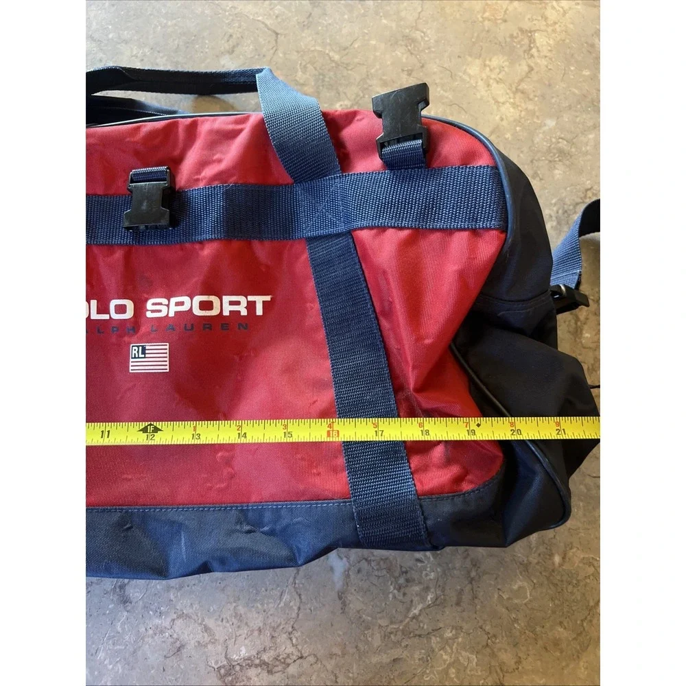 Vintage Polo Sport Ralph Lauren Duffle Bag Red Navy Blue Gym Travel Luggage